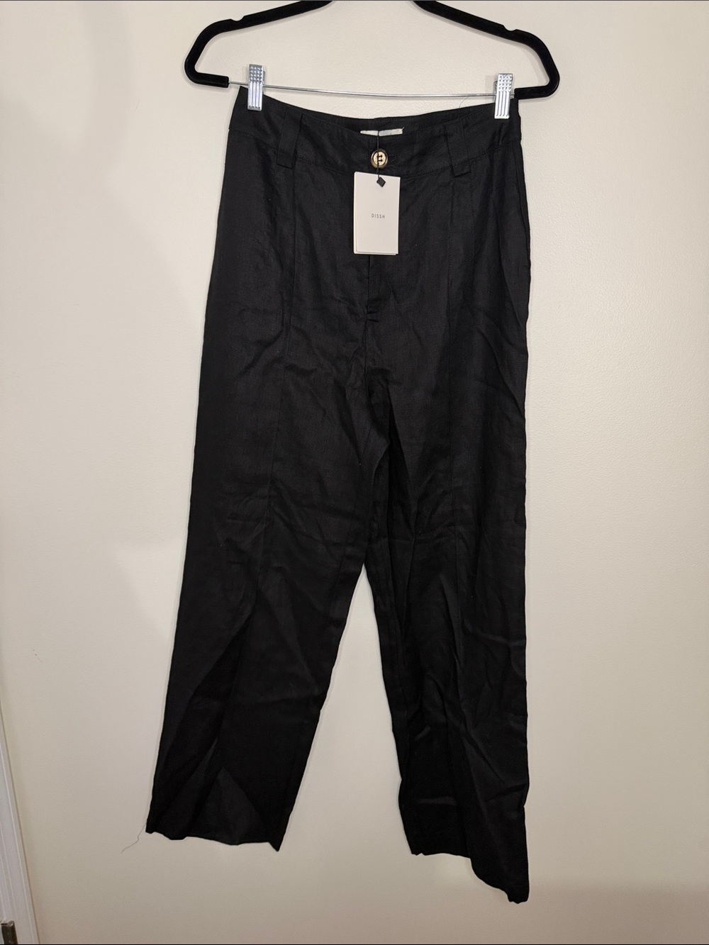 DISSH NWT Logan Linen Pant Black High Waisted size US 6